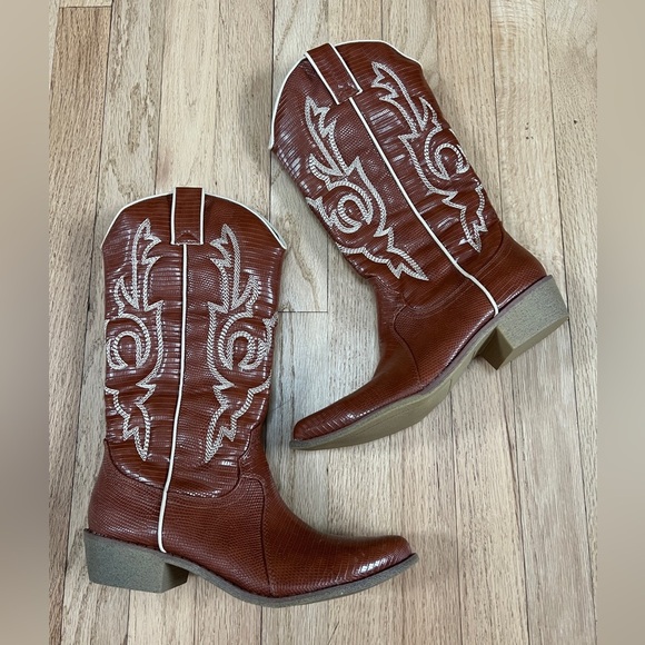 Coconuts By Matisse Womens Brown Amarillo Western Boots Cognac Snake 7.5 NEW - Picture 6 of 12